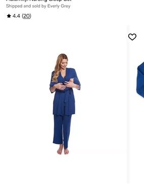 Everly Grey Women’s Nursing 5 Piece  Pajama Set in Denim Blue